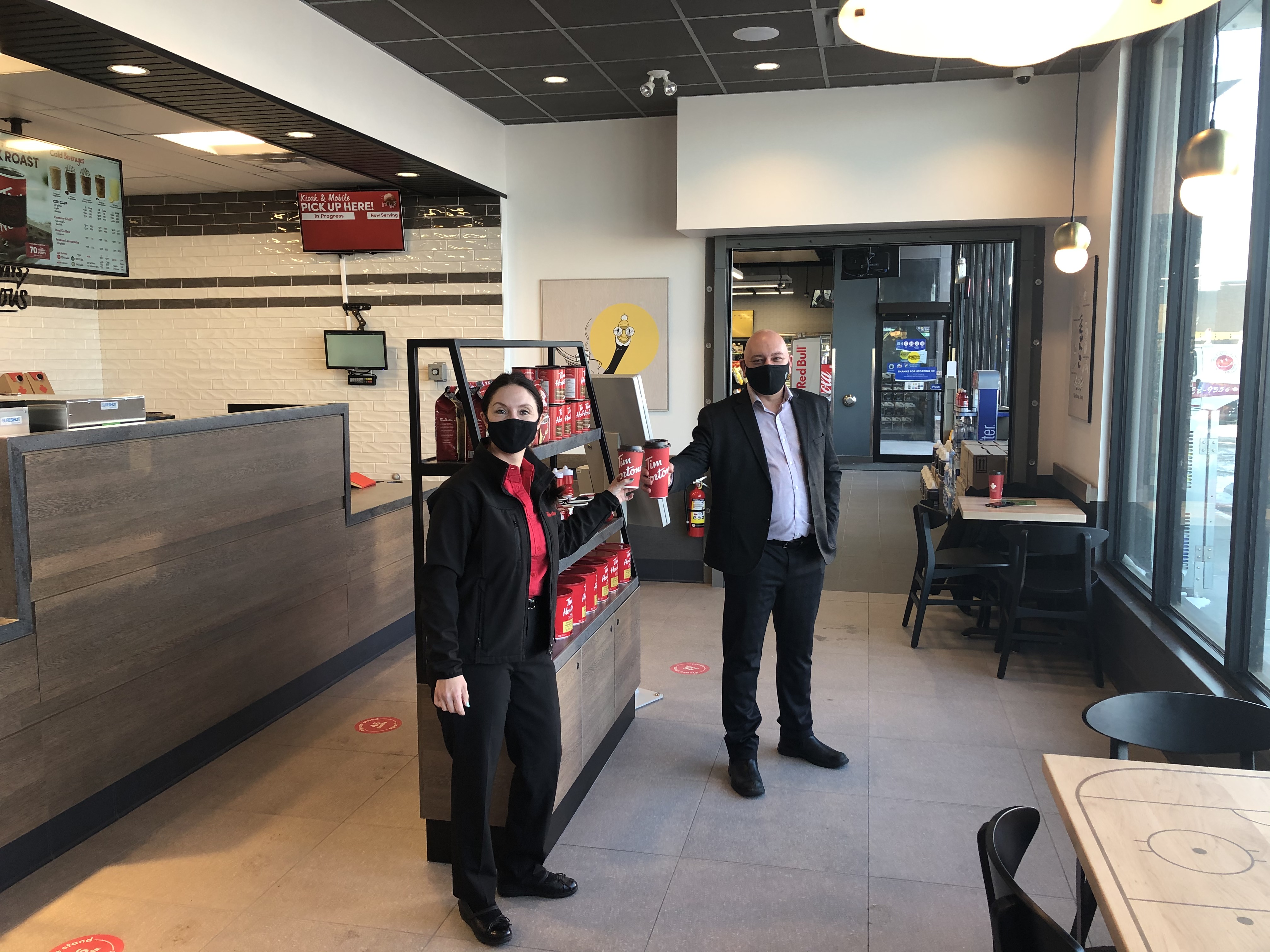 With Janna Dutton on the opening of Warman's second Tim Hortons